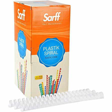 Sarff 20mm.BEYAZ DELUX Plastik Spiral 100 Adet