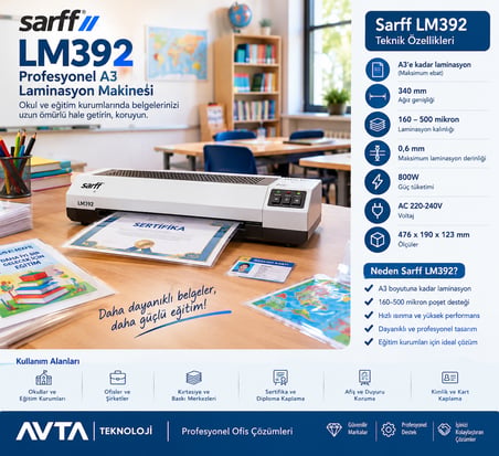 SARFF LM392 A3 LAMİNASYON MAKİNESİ