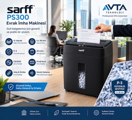 SARFF PS300 EVRAK İMHA MAK. 12 SYF. (5x38mm) 25LT.