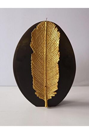 Kuş Tüyü Kabartmalı Oval Mum 23x15x5 cm 1329 gr Siyah