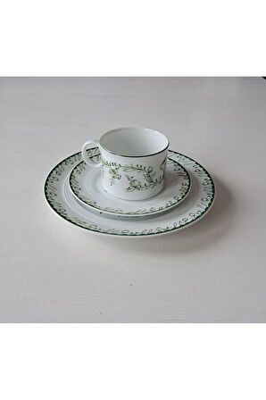 Alman Antika 3 Parça Çay Fincanı Floral