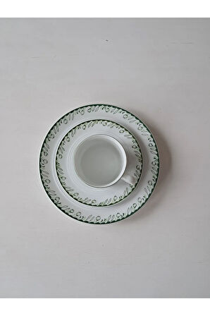 Alman Antika 3 Parça Çay Fincanı Floral