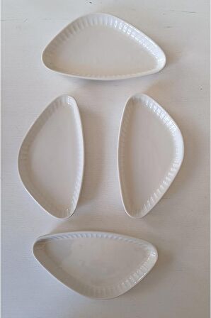 Gordion Kırık Bej 4 Adet Kayık Tabak  21 cm