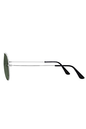 Vogs  Polarize Pilot Güneş Gözlüğü Raptor 105 Large Gümüş Gözlük Yeşil Cam