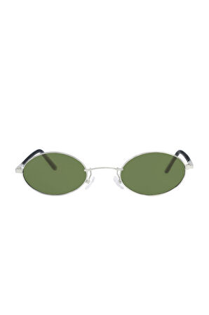 Sanches  Unisex Gümüş Yeşil Cam Polarize Oval Güneş Gözlüğü 6005