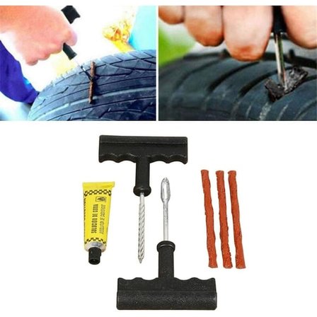 6 Parça Fitilli Lastik Tamir Kiti + 10'lu Kauçuk Tamir Vidası Seti 