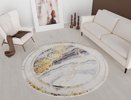 Vitaus Kaymaz Tabanlı Yıkanabilir Halı FGR-S404-Yuvarlak-160x160