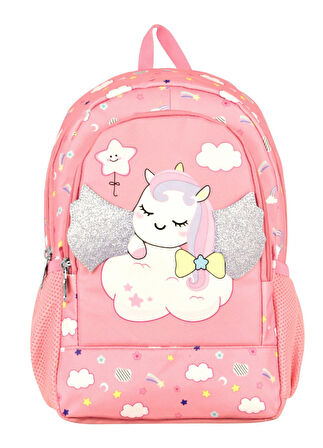 Ümit Çanta Cennec Simli Kanatlar Unicorn Kız Çocuk Pembe Anaokulu Çantası