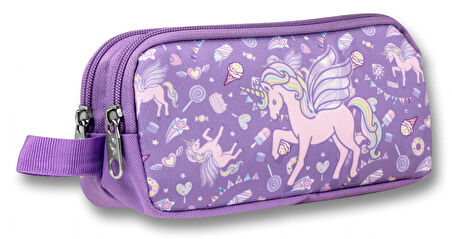 Ümit Çanta 5029 (Unicorn Pegasus Desenli - Lila Renkli) Kız Çocuk Kalem Çantası