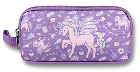 Ümit Çanta 5029 (Unicorn Pegasus Desenli - Lila Renkli) Kız Çocuk Kalem Çantası