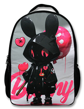 Ümit Çanta Erkek Çocuk Okul Sırt Çantası - Bunny - Siyah Pembe - 5106 (7 Yaş ve Üzeri)