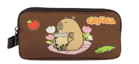 Capybara Erkek Çocuk İki Bölmeli Kalem Çantası - Bej - Kahverengi - 5232