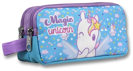 Cennec İki Bölmeli Magic Unicorn Baskılı Mor - Turkuaz Kız Çocuk Kalem Çantası - 6017