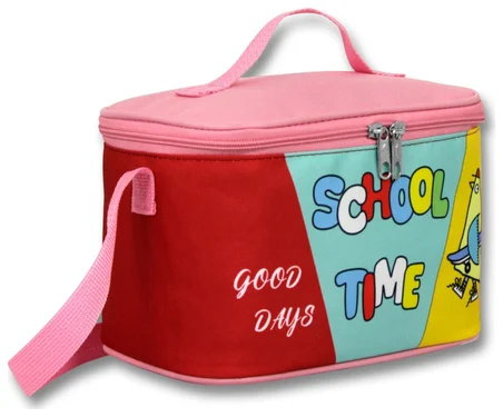 Cennec Kız Çocuk Isı Yalıtımlı School Time Baskılı Pembe - Yeşil Okul Beslenme Çantası - 6070