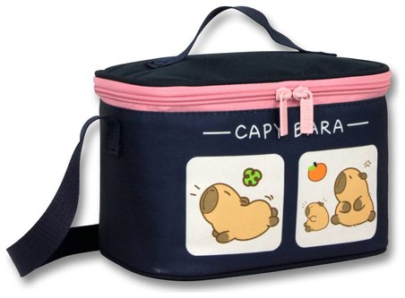 Capybara Kız Çocuk Isı Yalıtımlı Capybara baskılı Lacivert - Pembe Okul Beslenme Çantası - 6213