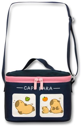 Capybara Kız Çocuk Isı Yalıtımlı Capybara baskılı Lacivert - Pembe Okul Beslenme Çantası - 6213