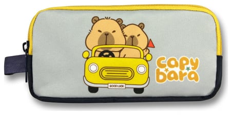 Capybara İki Bölmeli Capybara Seyahatte Sarı - Siyah Unisex Kalem Çantası - 6220