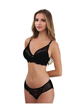 Golshan Gaspara 160-024 Big Size Plunge Bra Kadın Sütyen Siyah