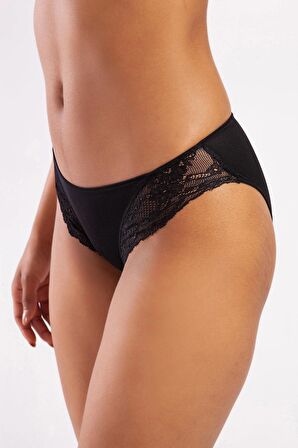 GOLDY A Plus Siyah Dantel Detaylı Mini Slip Külot