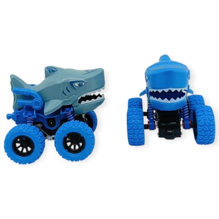 2'li Set Köpek Balığı Sürtmeli Mekanik Monster Araba 12 cm