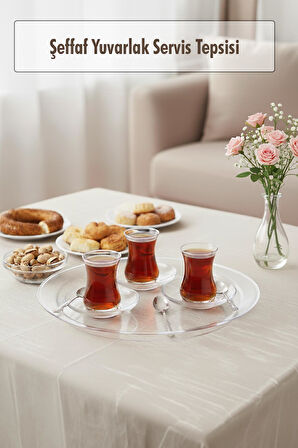 Şeffaf Yuvarlak Servis Tepsisi 33 cm