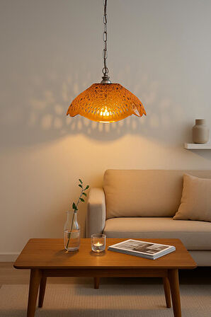 Bal Rengi Akrilik Avize Modern Dekoratif Aydınlatma 35x35x12 cm