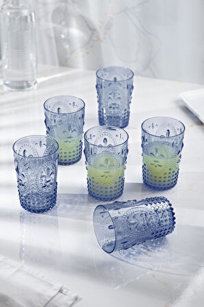 Akrilik Lacivert Tekli Kısa Bardak & Su Meşrubat Kahve Yanı Bardağı 400 ml ( Cam Değildir )