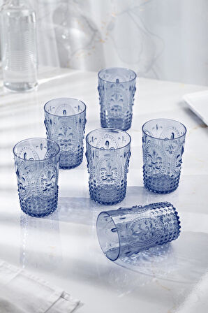 Akrilik Lacivert Tekli Kısa Bardak & Su Meşrubat Kahve Yanı Bardağı 400 ml ( Cam Değildir )