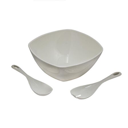 Akrilik Soft Beyaz Kare Salata Kasesi