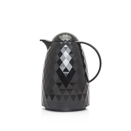 1 Lt Siyah Düz Kapaklı Prizma Termos