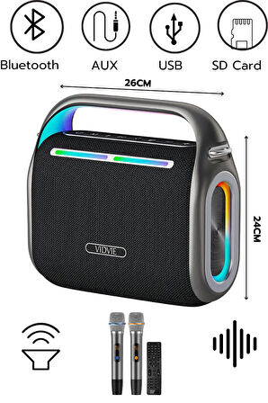 VIDVIE Xl-SP922 Şarjlı 2 Mikrofonlu 150W Bluetooth Hoparlör