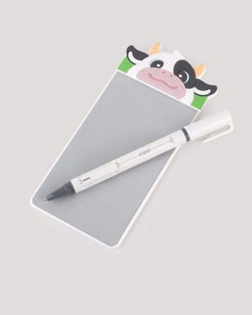 Sevimli İnek Manyetik Mini Yazı Tahtası Silikon Figürlü 5.5 inç