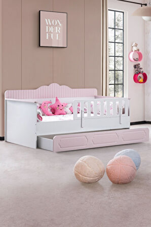 Yavrulu Karyola, Flower Yavrulu Montessori Karyola - Pembe + 1 Adet Comfort Yatak