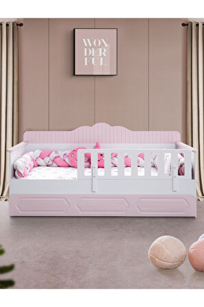 Yavrulu Karyola, Flower Yavrulu Montessori Karyola - Pembe + 1 Adet Comfort Yatak