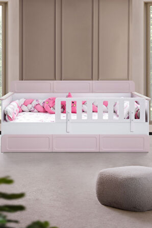 Yavrulu Karyola, Mira Yavrulu Montessori Karyola - Pembe + 1 Adet Comfort Yatak