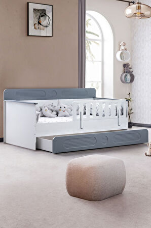 Yavrulu Karyola, Flora Yavrulu Montessori Karyola - Gri + 1 Adet Comfort Yatak