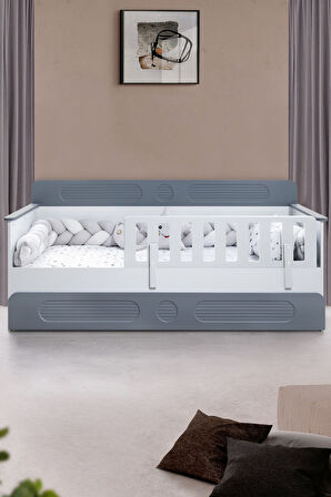Yavrulu Karyola, Flora Yavrulu Montessori Karyola - Gri + 1 Adet Comfort Yatak