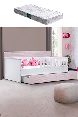 Yavrulu Karyola, Flora Yavrulu Montessori Karyola - Pembe + 1 Adet Comfort Yatak