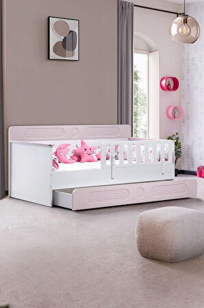 Yavrulu Karyola, Flora Yavrulu Montessori Karyola - Pembe + 1 Adet Comfort Yatak