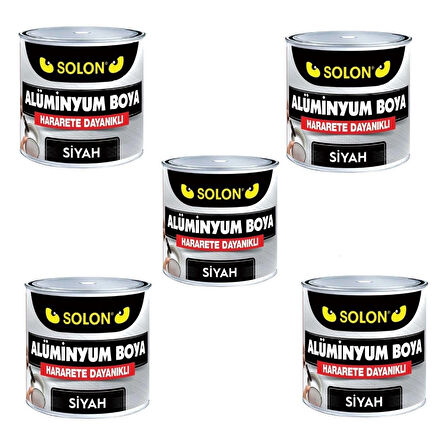 Isıya Dayanıklı 5 Adet Alüminyum Yaldız Boya Siyah 125 Ml. 5 li Paket