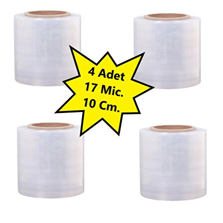 Palet Dilimli Streç 10 CM 17 Mic.  400Gr / 300mt. Şeffaf 4 Adet