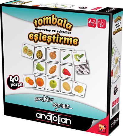 Anatolian Tombala / Meyveler ve Sebzeler Eşleştirme (40 Parça) Kod 7408