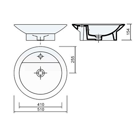 Creavit 51 cm Tezgah Üstü Çanak Lavabo TP244