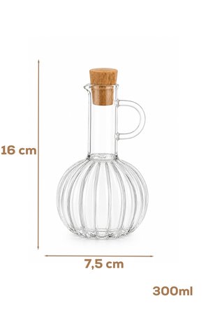 Porsima LM-0010 Breze Mantar Kapaklı Borosilikat Cam Yağlık Sirkelik Yağdanlık 300ml