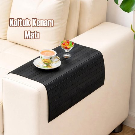 Porsima LM-2005 Bambu Koltuk Matı Ahşap Kanepe Koltuk Kenarı Sehpa Yan Sehpa Katlanabilir Koltuk Kenarı Tepsisi 37x68cm