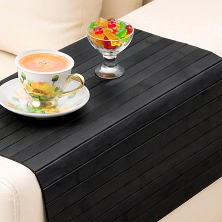 Porsima LM-2005 Bambu Koltuk Matı Ahşap Kanepe Koltuk Kenarı Sehpa Yan Sehpa Katlanabilir Koltuk Kenarı Tepsisi 37x68cm