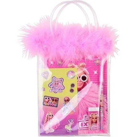 Barbie Kırtasiye Seti Tüylü Pvc Çanta B-7746