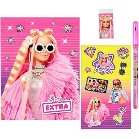 Barbie Kırtasiye Seti Tüylü Pvc Çanta B-7746