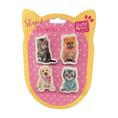 Dolphin Cem Studio Pets PT-783 Blisterli 2 kedili 2 köpekli 4lü silgi seti seti