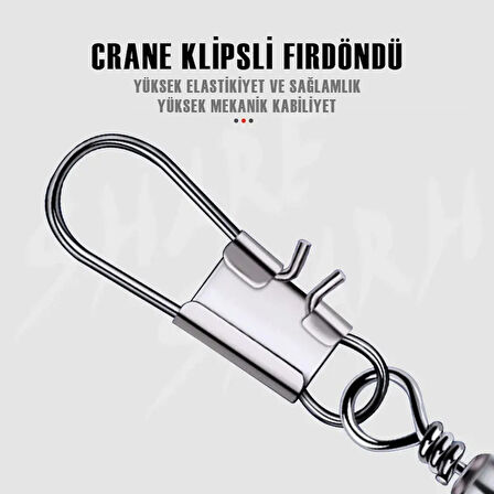 Protackle Crane Klipsli Fırdöndü 13'li No: 8 (SW145)